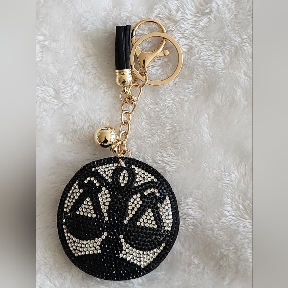 Libra Elegant Black and Silver Keychain Bag Charm